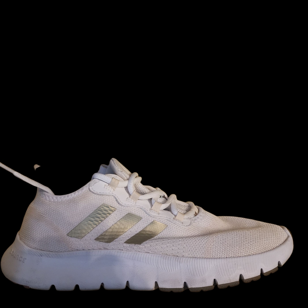 Adidas White and Gold Running  Athletic Shoes.